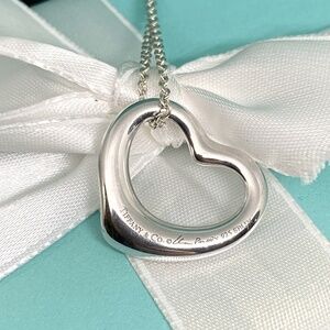 Tiffany & Co Elsa Peretti large open heart necklace 6.9 grams 22mm  925 box